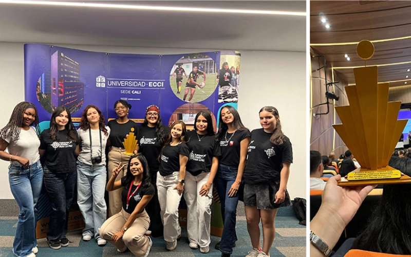 Grupo de estudiantes ganadores del proyecto Turismo joven por la paz en los Premios CIDESCO 2025.