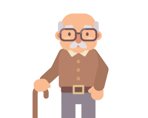 Ilustración de un hombre mayor con bastón