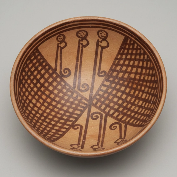 Plato cerámico con diseños geométricos prehispánicos