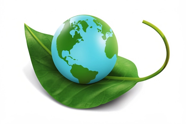 Ilustración de un pequeño globo terráqueo descansando sobre una hoja verde.
