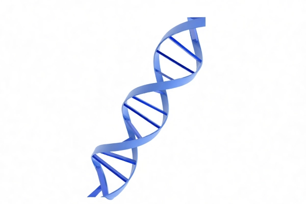 Representación gráfica de una doble hélice de ADN en color azul.