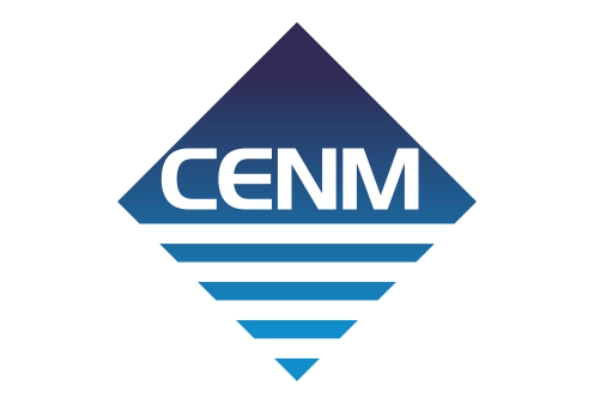 Logotipo del Centro de Excelencia en Nuevos Materiales con diseño geométrico.
