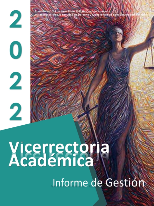 Portada Informe de Gestión 2022: Ilustración artística de la justicia con cabello colorido.