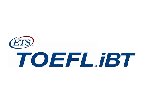 Logotipo oficial de TOEFL iBT con el sello de ETS (Educational Testing Service)