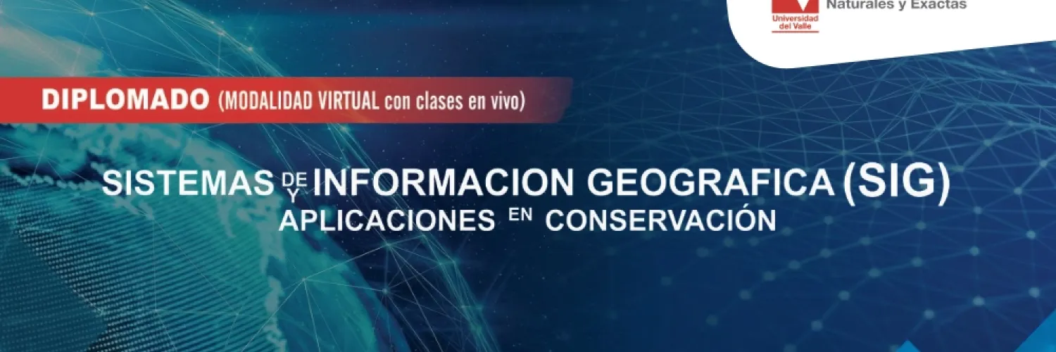 Banner Diplomado SIG y aplicaciones en conservación en fondo azul