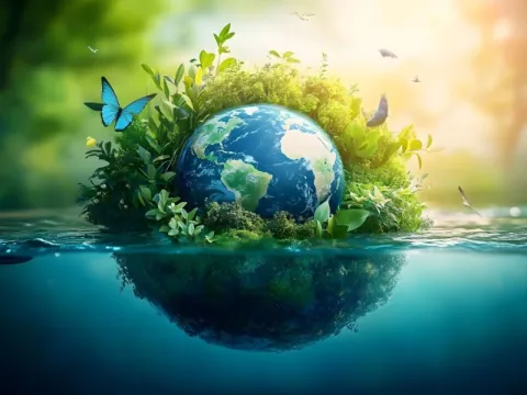 Mini imagen Departamento Biología - Planeta Tierra con vegetación sobre agua